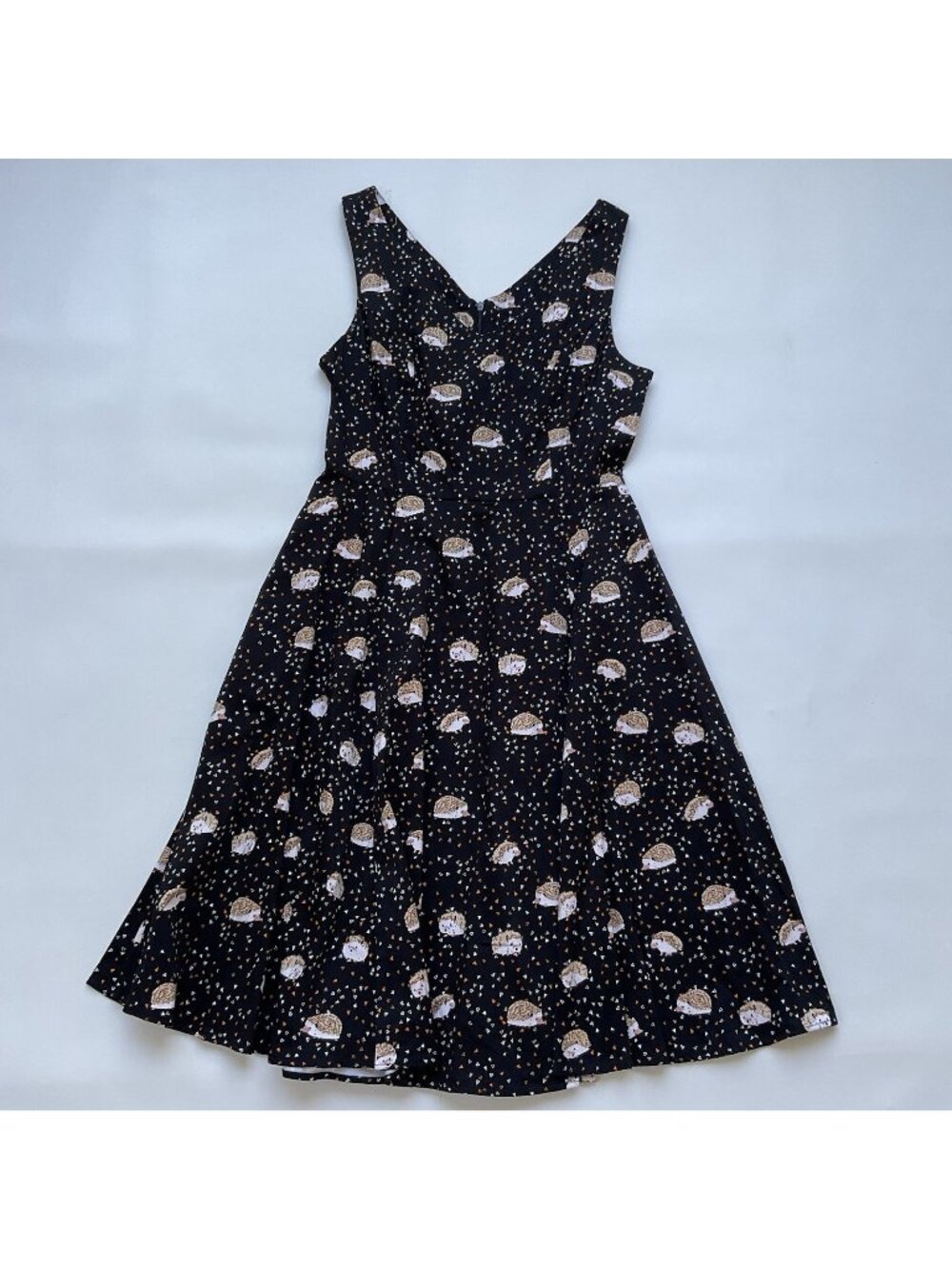 Eva Rose Women’s V-neck Hedgehog Printed Dress Sleeveless In Black Size M